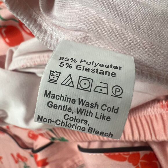 Cherry Print Women's Pink Pajamas SZ Med - Picture 7 of 8